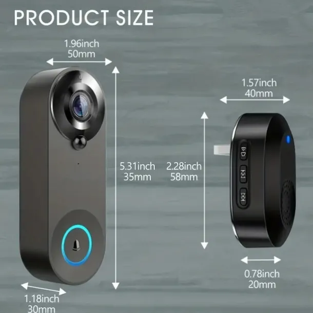 Wifi Door Bell Enhanced Doorbell Camera Wireless 2.4G Wifi Smart Doorbell With Night Vision Function PIR Sensor Reminder Support 32G TF Card Suitable For Photo Recording Intercom 1080P Smart Doorbell