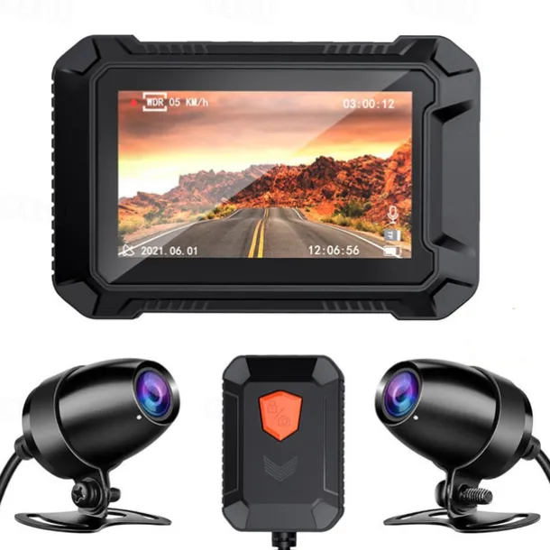 WiFi GPS Motorcycle DVR Dash Cam Full 1080P HD Front and Rear Dual Recording Motorcycle Driving Recorder Aterproof Motorbike Bike Motorcycle Camera