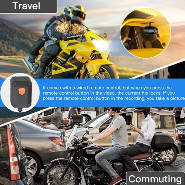WiFi GPS Motorcycle DVR Dash Cam Full 1080P HD Front and Rear Dual Recording Motorcycle Driving Recorder Aterproof Motorbike Bike Motorcycle Camera
