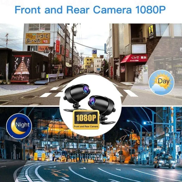 WiFi GPS Motorcycle DVR Dash Cam Full 1080P HD Front and Rear Dual Recording Motorcycle Driving Recorder Aterproof Motorbike Bike Motorcycle Camera