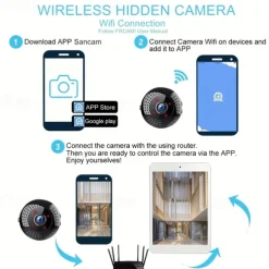 Wifi HD Wireless IP Camera 4K 200W WiFi Camera Mobile Phone Remote Monitoring Built-in Battery Night Vision Function 140 Degree Wide Angle