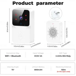 WiFi Video Doorbell Wireless HD Camera PIR Motion Detection IR Alarm Security Smart Home Door Bell WiFi Intercom for Home
