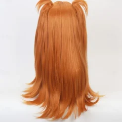 Wig Orange Langley Cosplay Wig With Clip Ponytail & Wig Cap, Pigponytail Long Straight Orange Anime Cosplay Wig Halloween Wigs