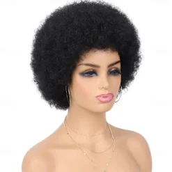 Wig 70s Afro Wigs for Black Women Afro Puff Wigs Bouncy and Soft Natural Looking Full Wigs for Daily Party Cosplay Costume Halloween Wigs