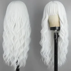 Wig With Bangs Long Wavy Wig For Women Wigs Synthetic Curly wig Natural Looking Heat Resistant Hair For Daily Party Cosplay Use 26 Inches Halloween Wigs