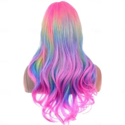 Wigs Long Wavy Wig for Women Curly Heat Resistant Synthetic Hair Wigs for Daily Used with Wig Cap