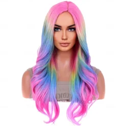 Wigs Long Wavy Wig for Women Curly Heat Resistant Synthetic Hair Wigs for Daily Used with Wig Cap