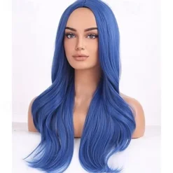 Wigs Long Wavy Wig for Women Curly Heat Resistant Synthetic Hair Wigs for Daily Used with Wig Cap