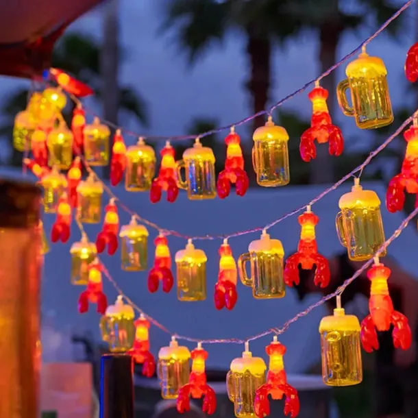 Wine Bottle String Lights Oktoberfest Battery Operated 1.5M10LED/3M20LED/6M60LED/10M80LED Summer Party Decoration Crayfish Beer Bottle Lighting Strings Party Ornaments