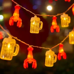 Wine Bottle String Lights Oktoberfest Battery Operated 1.5M10LED/3M20LED/6M60LED/10M80LED Summer Party Decoration Crayfish Beer Bottle Lighting Strings Party Ornaments