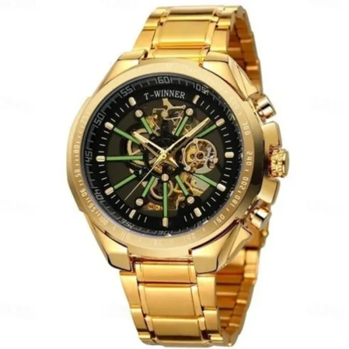 Winner Top Brand Automatic Mechanical Gold Watch Men Big Case Luxury Skeleton Luminous Military Business Blue Waterproof Watch