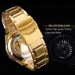 Winner Top Brand Automatic Mechanical Gold Watch Men Big Case Luxury Skeleton Luminous Military Business Blue Waterproof Watch