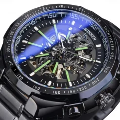 Winner Top Brand Automatic Mechanical Gold Watch Men Big Case Luxury Skeleton Luminous Military Business Blue Waterproof Watch