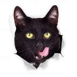 Winston & Bear 3D Cat Stickers - 2 Pack - Black Cat Wall Decals - Cat Wall Stickers for Bedroom - Fridge - Toilet - Car - Retail Packaged