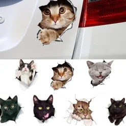 Winston & Bear 3D Cat Stickers - 2 Pack - Black Cat Wall Decals - Cat Wall Stickers for Bedroom - Fridge - Toilet - Car - Retail Packaged