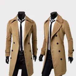Winter Coat Overcoat Peacoat Trench Coat Business Casual Fall Winter 95% polyester 5% cotton Outerwear Clothing Apparel Notch lapel collar