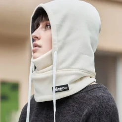 Winter Warm Fleece-Lined Polyester Hat - 1pc Knit Fabric Cold-Proof Windproof Outdoor Riding Cap for Men and Women