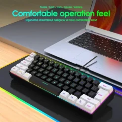 Wired Gaming Keyboard Small RGB Backlit Membrane Gaming Keyboard Ultra-Compact Mini Waterproof Keyboard For PC Computer Gamer