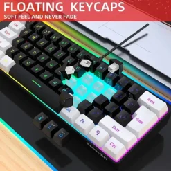 Wired Gaming Keyboard Small RGB Backlit Membrane Gaming Keyboard Ultra-Compact Mini Waterproof Keyboard For PC Computer Gamer