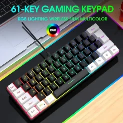 Wired Gaming Keyboard Small RGB Backlit Membrane Gaming Keyboard Ultra-Compact Mini Waterproof Keyboard For PC Computer Gamer