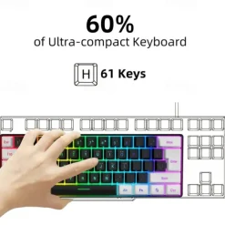 Wired Gaming Keyboard Small RGB Backlit Membrane Gaming Keyboard Ultra-Compact Mini Waterproof Keyboard For PC Computer Gamer