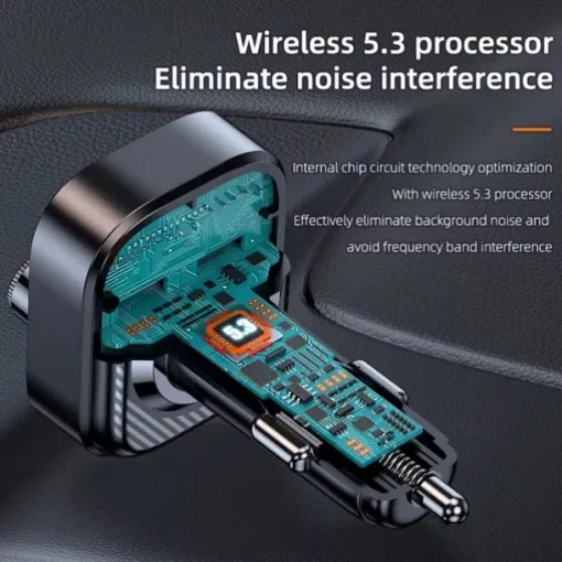 Wireless Bluetooth Car Adapter Bluetooth 5.3 FM Transmitter AUX Radio Receiver MP3 Player Handsfree Call Type-C USB Car charger