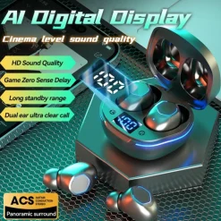 Wireless Bluetooth Earbuds TWS Headphones with LED Power Display in-Ear Stereo Earphones with Microphone