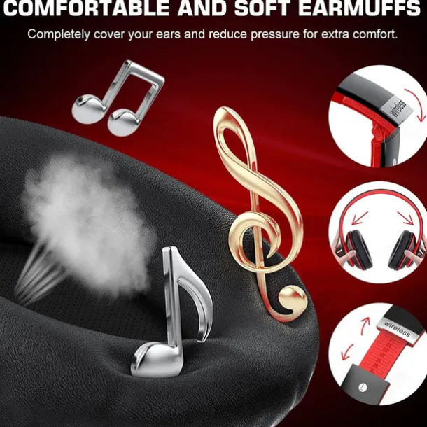 Wireless Bluetooth Headphones Deep Bass HIFI Earphone Portable Foldable Headset with Mic Support SD Card for Android/IOS