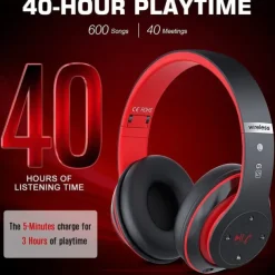 Wireless Bluetooth Headphones Deep Bass HIFI Earphone Portable Foldable Headset with Mic Support SD Card for Android/IOS