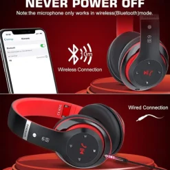 Wireless Bluetooth Headphones Deep Bass HIFI Earphone Portable Foldable Headset with Mic Support SD Card for Android/IOS