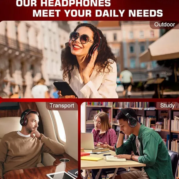 Wireless Bluetooth Headphones Deep Bass HIFI Earphone Portable Foldable Headset with Mic Support SD Card for Android/IOS