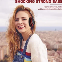 Wireless Bluetooth Headphones Deep Bass HIFI Earphone Portable Foldable Headset with Mic Support SD Card for Android/IOS