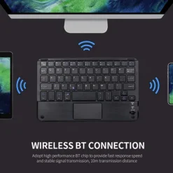 Wireless BT 3.0 Keyboard 59 Keys Ultra-slim Mini BT Keyboard with Touch Pad Support Android Windows iOS System for Laptop Phone Tablet