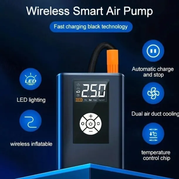 Wireless Car Air Pump 120W 150PSI Portable Digital Air Compressor Electric Auto Pump Tire Inflator For Car Motorcycle Bike Balls