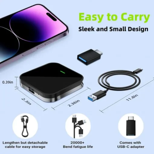 Wireless CarPlay Adapter for iPhone Apple Carplay Wireless Adapter Convert Wired to Wireless CarPlay Dongle Plug & Play WiFi Auto Fast Connect for Cars