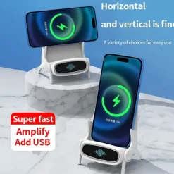 Wireless Charger 15 W Output Power 2 Port Wireless Charging Stand CE Certified Fast Wireless Charging Magnetic For Cellphone