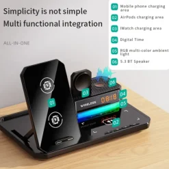 Wireless Charger 15 W Output Power Wireless Charging Station CE Certified Fast Wireless Charging MagSafe for Multiple Devices For Compatible with any wireless charging enabled devices