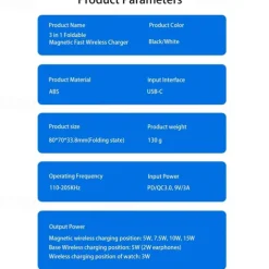 Wireless Charger 15 W Output Power Wireless Charging Station CE Certified Fast Wireless Charging MagSafe Universal For iPhone 14/13/12/11 Pro Max Universal Cellphone Gear Fit 2 R360 Apple Watch