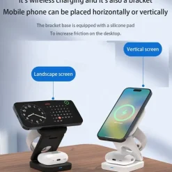 Wireless Charger 15 W Output Power Wireless Charging Station CE Certified Fast Wireless Charging MagSafe Universal For iPhone 14/13/12/11 Pro Max Universal Cellphone Gear Fit 2 R360 Apple Watch