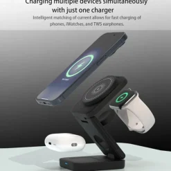 Wireless Charger 15 W Output Power Wireless Charging Station CE Certified Fast Wireless Charging MagSafe Universal For iPhone 14/13/12/11 Pro Max Universal Cellphone Gear Fit 2 R360 Apple Watch