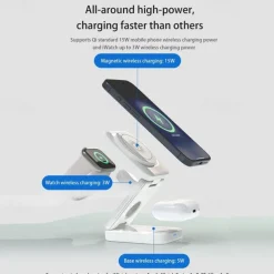 Wireless Charger 15 W Output Power Wireless Charging Station CE Certified Fast Wireless Charging MagSafe Universal For iPhone 14/13/12/11 Pro Max Universal Cellphone Gear Fit 2 R360 Apple Watch