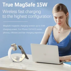 Wireless Charger 15 W Output Power Wireless Charging Station CE Certified Fast Wireless Charging MagSafe Magnetic For Apple Watch iPhone 14/13/12/11 Pro Max Apple Watch Series SE / 6/5/4/3/2/1