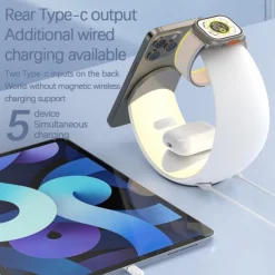 Wireless Charger 15 W Output Power Wireless Charging Station CE Certified Fast Wireless Charging MagSafe Magnetic For Apple Watch iPhone 14/13/12/11 Pro Max Apple Watch Series SE / 6/5/4/3/2/1