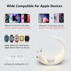 Wireless Charger 15 W Output Power Wireless Charging Station CE Certified Fast Wireless Charging MagSafe Magnetic For Apple Watch iPhone 14/13/12/11 Pro Max Apple Watch Series SE / 6/5/4/3/2/1
