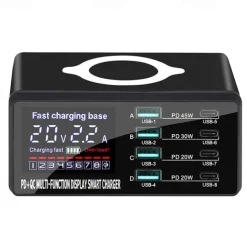Wireless Charger Charging Station 15/18 W Output Power 8 Port Wireless Charging Stand Multi USB Charger Station Wireless Charger ROHS CE Certified FCC Fast Wireless Charging Lightweight Universal For