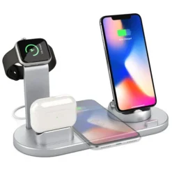 Wireless Charger Stand 6 in 1 QI Wireless Charging Station Dock for Iwatch iPhone Airpods Compatible with iPhone iPhone 14 13 12 11 Pro Max Mini X XS XR 8 7/Samsung S22/S21