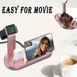 Wireless Charger Stand 6 in 1 QI Wireless Charging Station Dock for Iwatch iPhone Airpods Compatible with iPhone iPhone 14 13 12 11 Pro Max Mini X XS XR 8 7/Samsung S22/S21