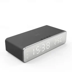 Wireless Charger Time Alarm Clock LED Digital Thermometer Earphone Phone Chargers Fast Charging Dock Station For IPhone 15 14 13 12 Samsung