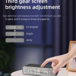 Wireless Charger Time Alarm Clock LED Digital Thermometer Earphone Phone Chargers Fast Charging Dock Station For IPhone 15 14 13 12 Samsung