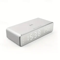 Wireless Charger Time Alarm Clock LED Digital Thermometer Earphone Phone Chargers Fast Charging Dock Station For IPhone 15 14 13 12 Samsung